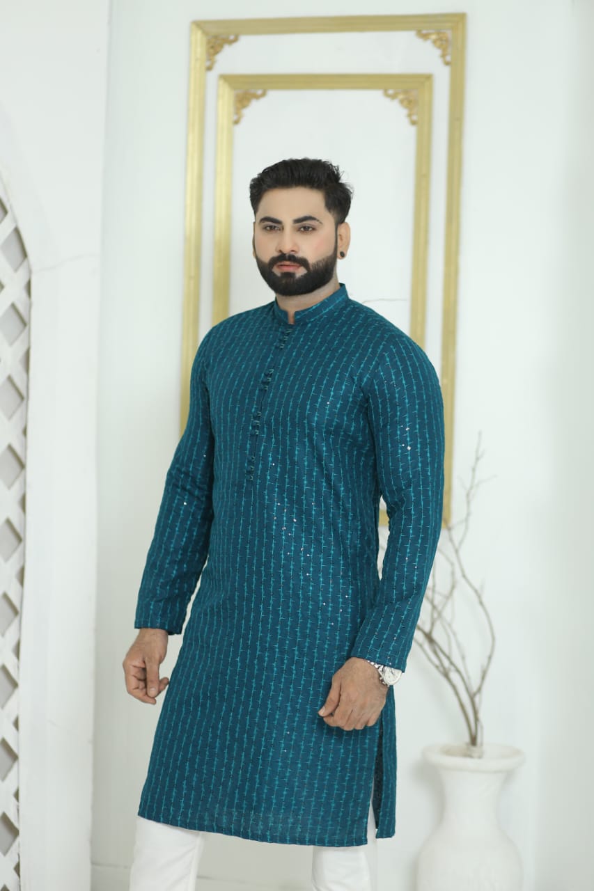 Sea Green Embroidered Kurta Pajama