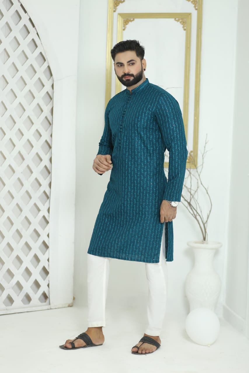 Sea Green Embroidered Kurta Pajama
