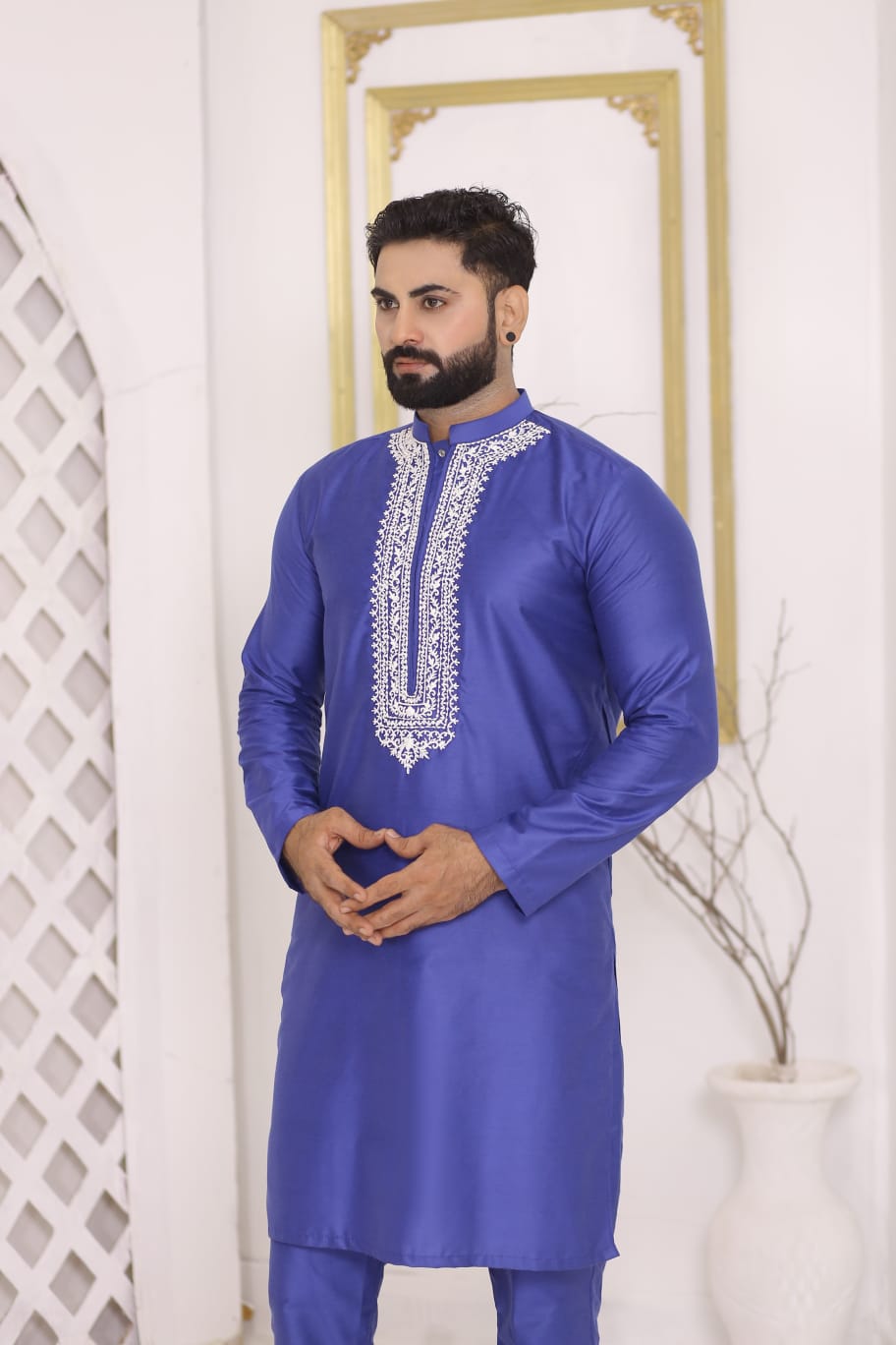Blue Embroidered Kurta Pajama