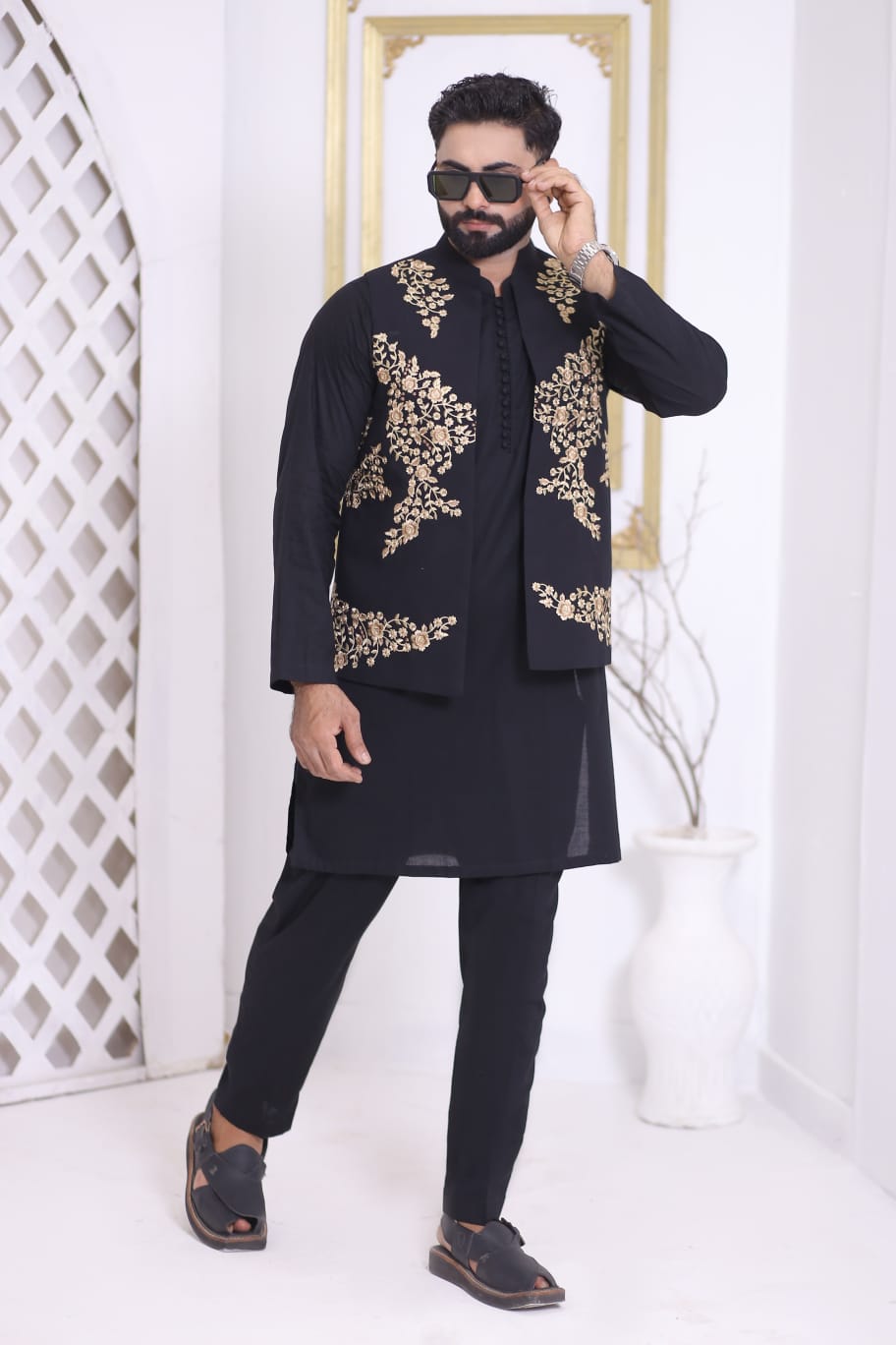 Black Embroidered Waistcoat