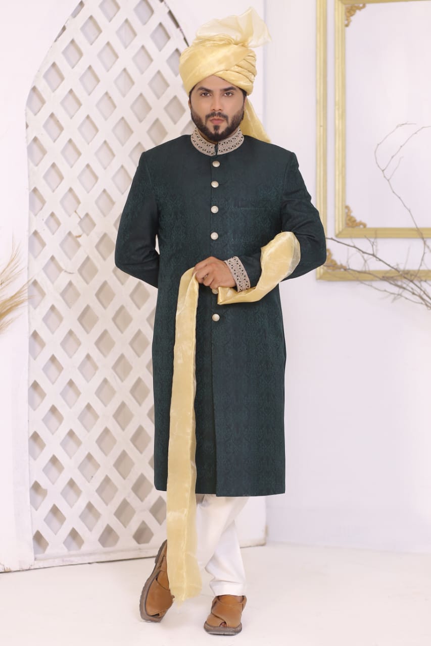 Bottle Green Sherwani Full Package