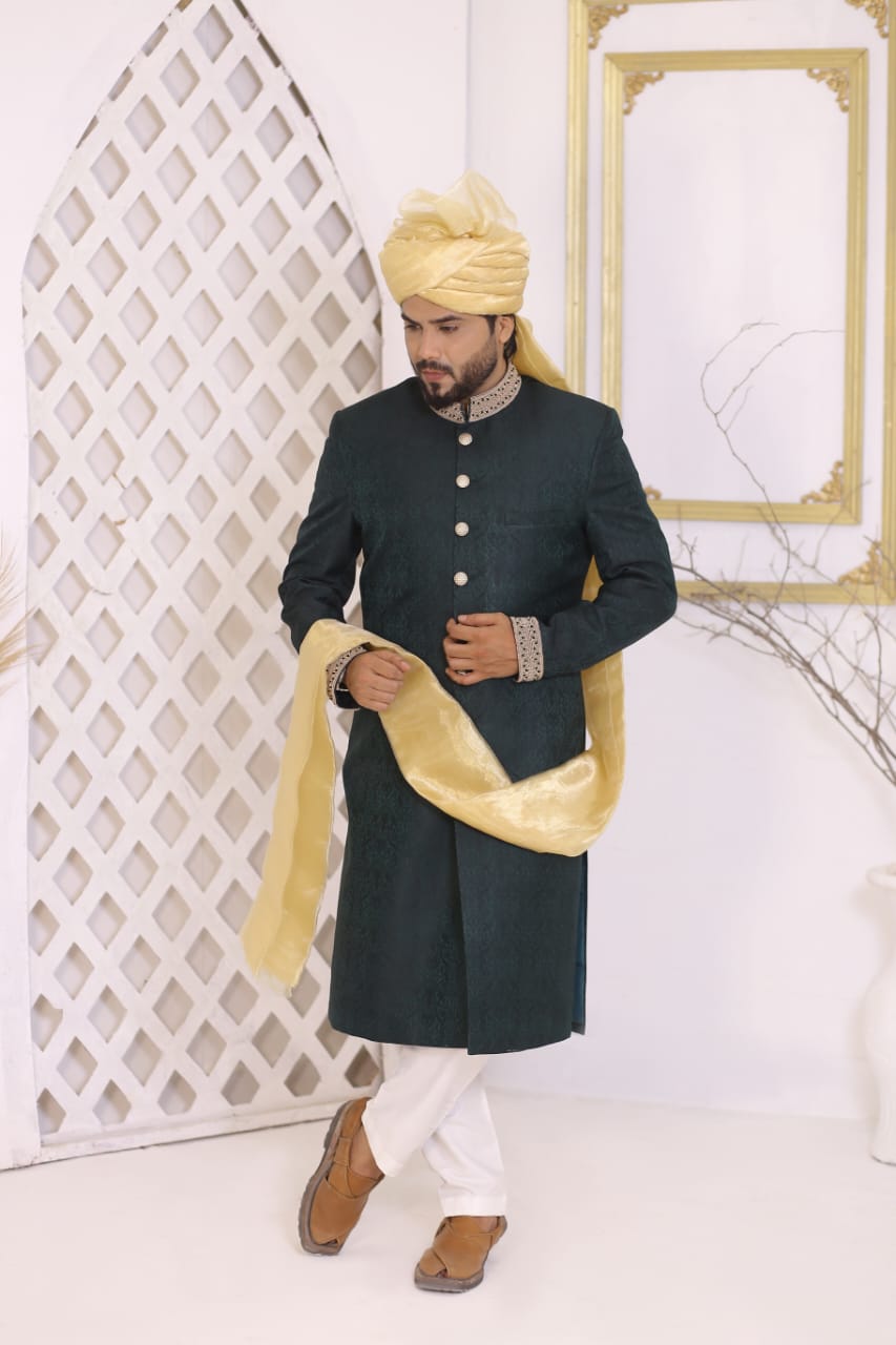 Bottle Green Sherwani Full Package