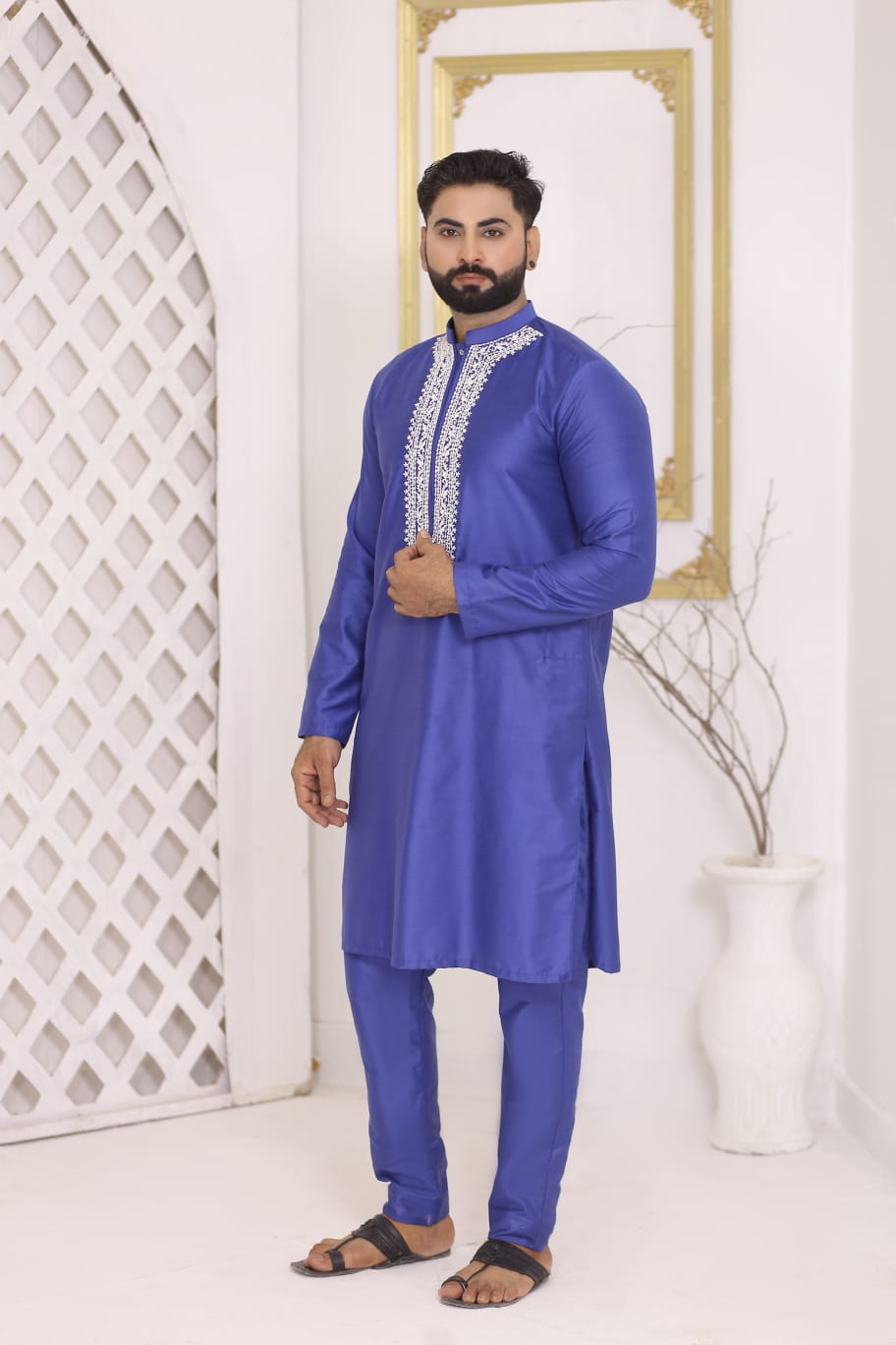 Blue Embroidered Kurta Pajama