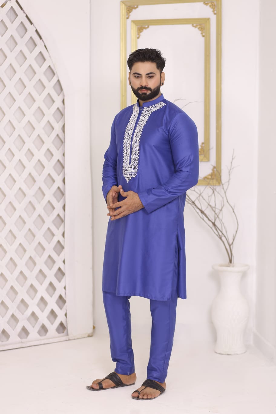 Blue Embroidered Kurta Pajama