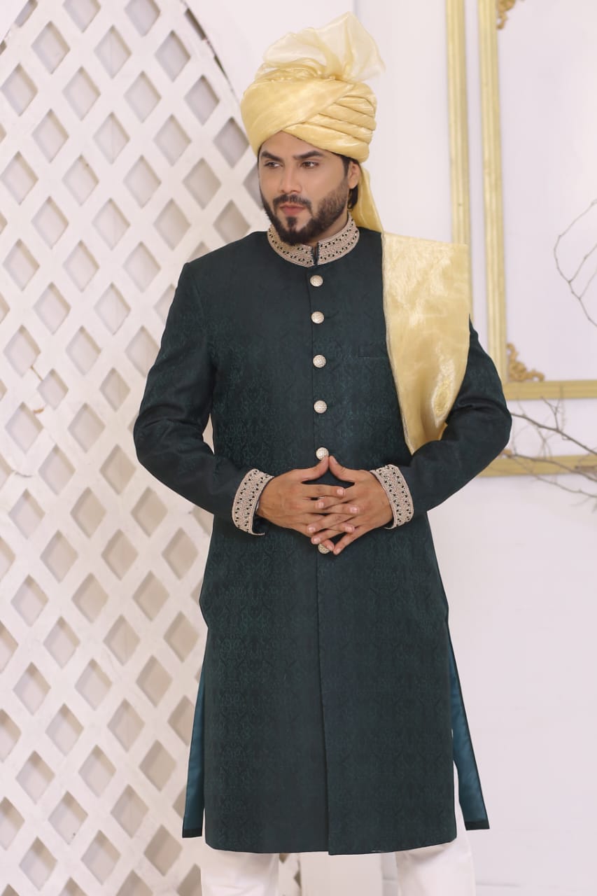 Bottle Green Sherwani Full Package