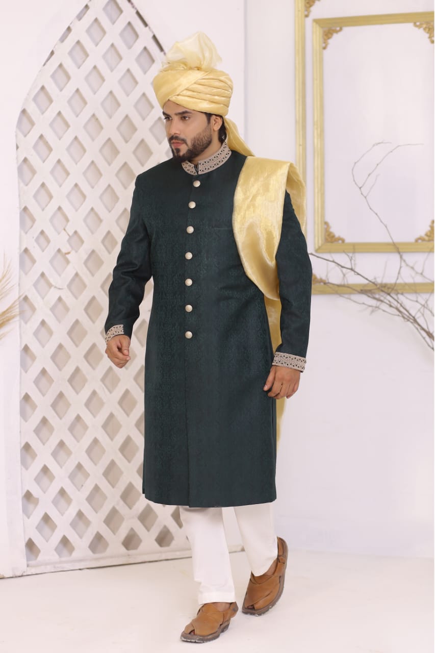Bottle Green Sherwani Full Package