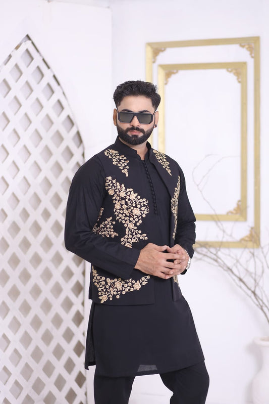 Black Embroidered Waistcoat
