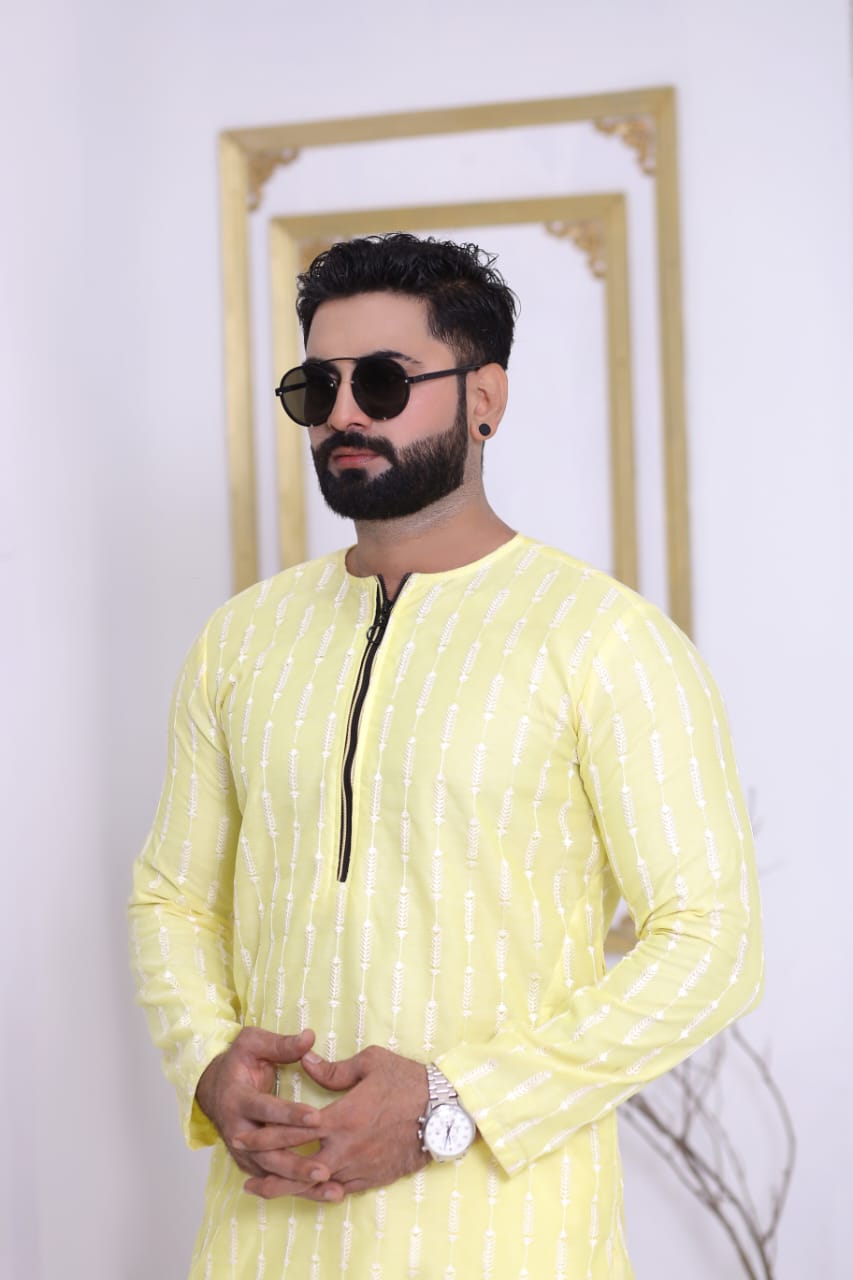 Lemon Color Kurta Pajama