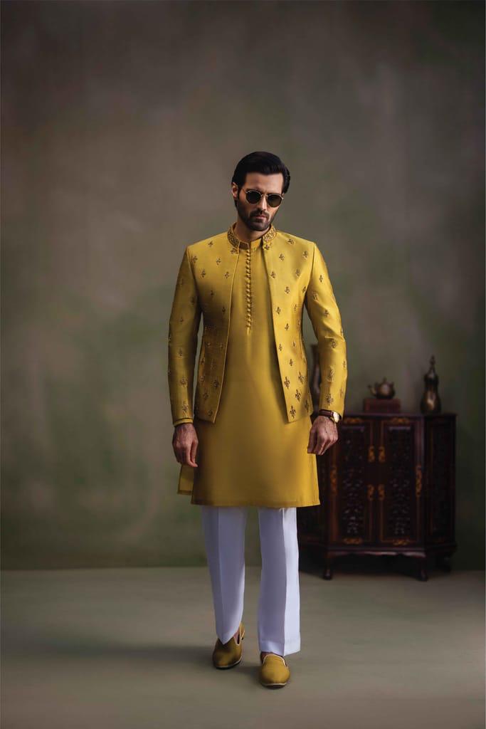 Marigold Gold Embroidered Prince Coat
