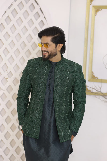 Green Embroidered Prince Coat