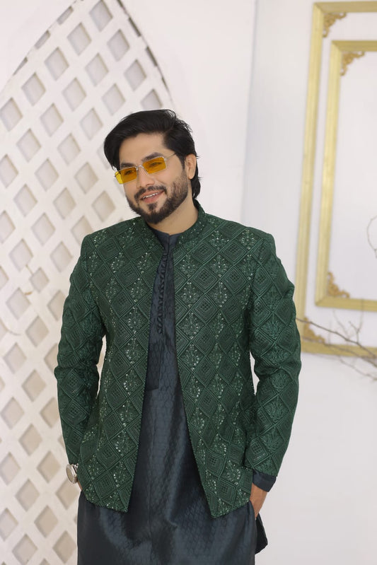 Green Embroidered Prince Coat