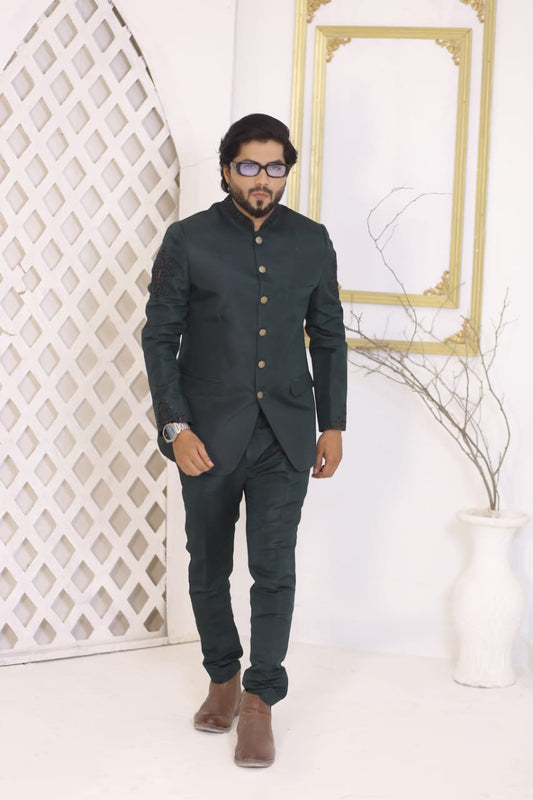 Bottle Green Prince Coat With Pants