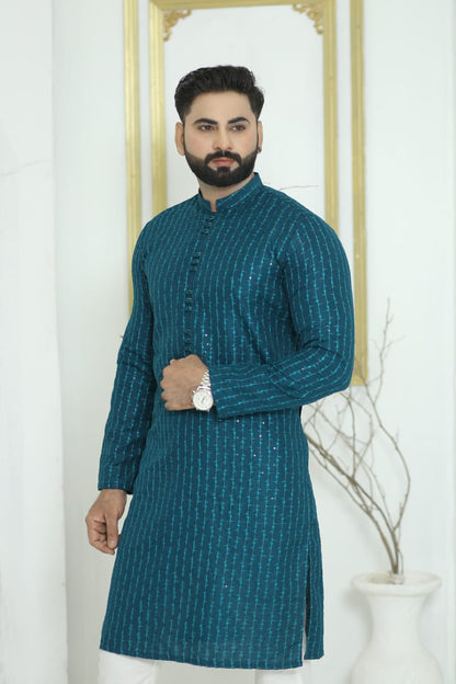 Sea Green Embroidered Kurta Pajama