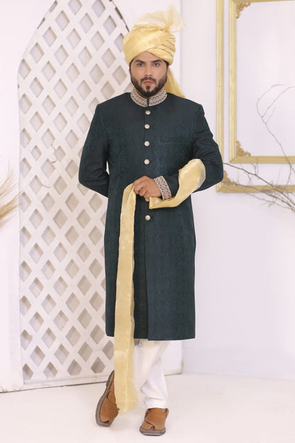 Bottle Green Sherwani Full Package