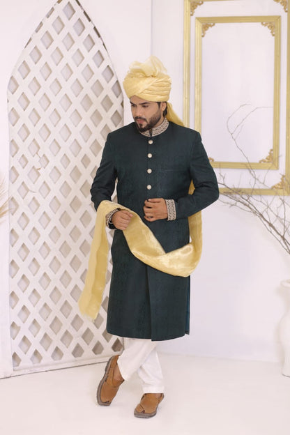 Bottle Green Sherwani Full Package
