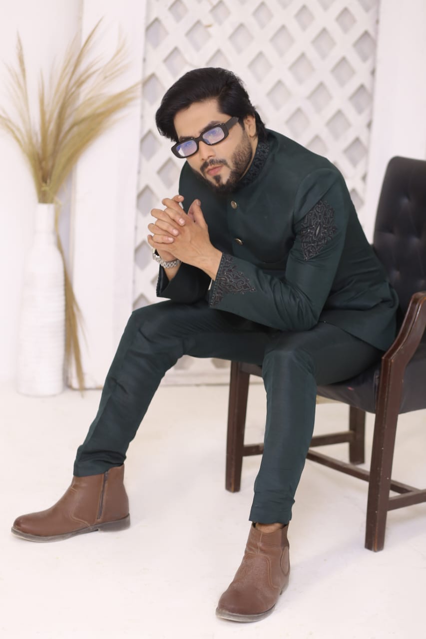 Bottle Green Prince Coat With Pants