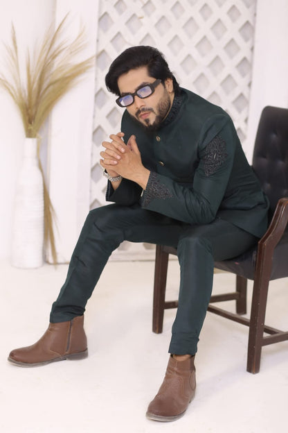 Bottle Green Prince Coat With Pants