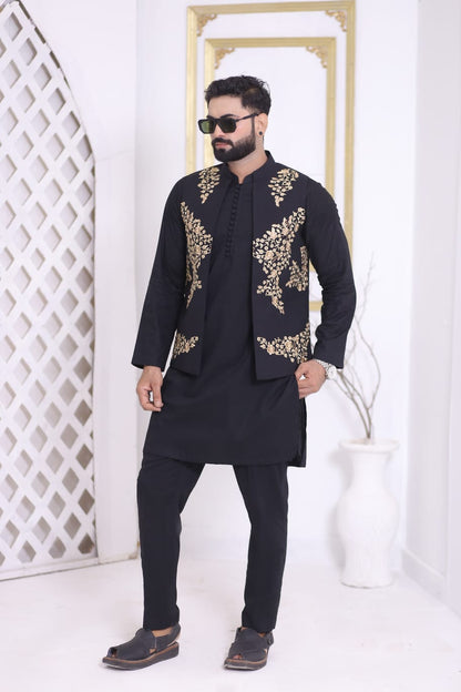 Black Embroidered Waistcoat