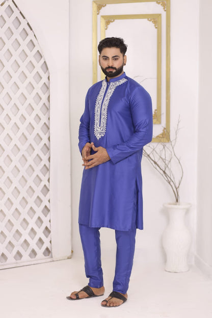 Blue Embroidered Kurta Pajama