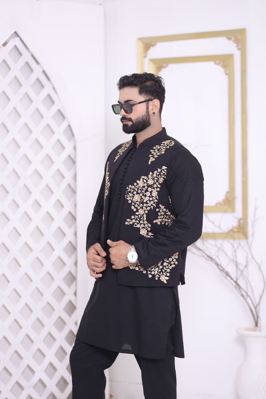 Black Embroidered Waistcoat