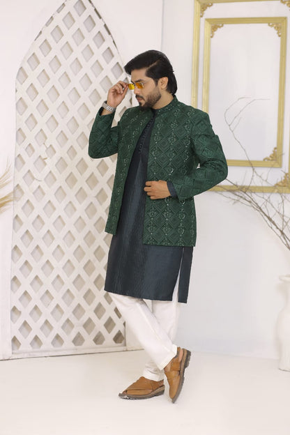 Green Embroidered Prince Coat