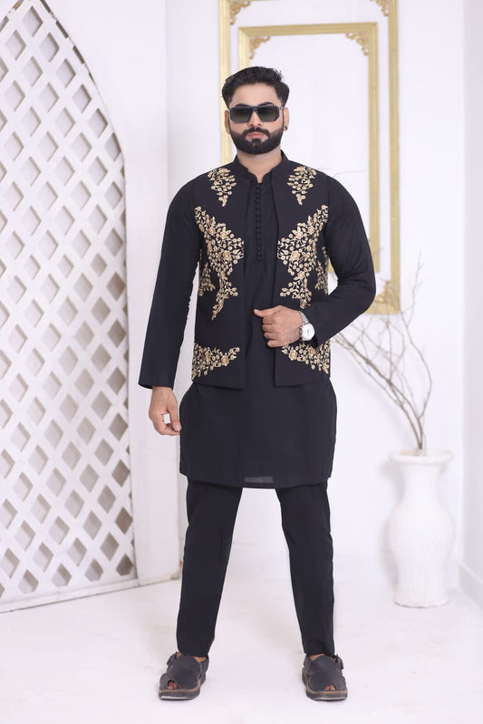 Black Embroidered Waistcoat