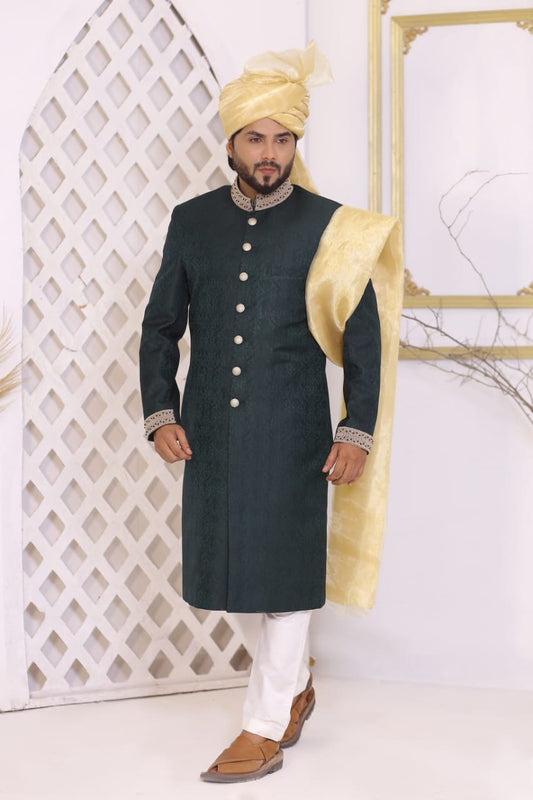 Bottle Green Sherwani Full Package