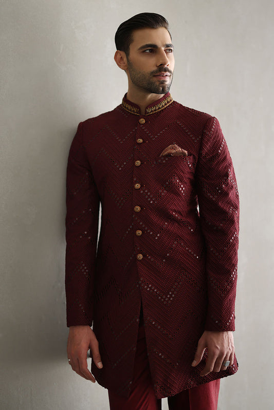 Maroon Short Sherwani