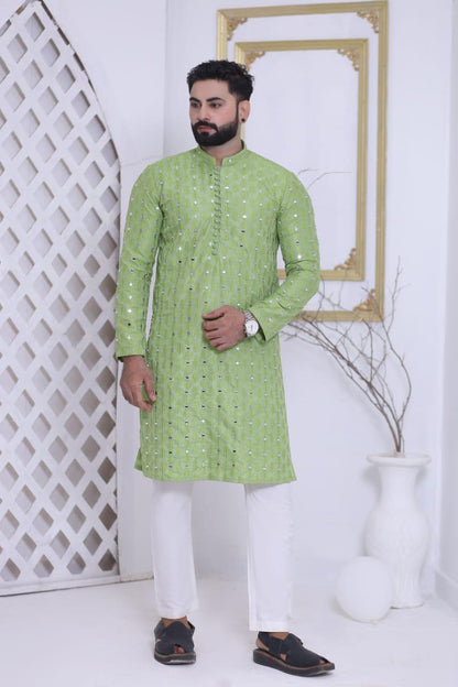 Mint Green Mirror Work Kurta