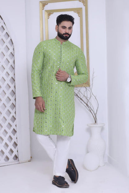 Mint Green Mirror Work Kurta