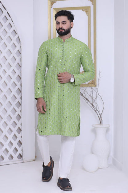 Mint Green Mirror Work Kurta