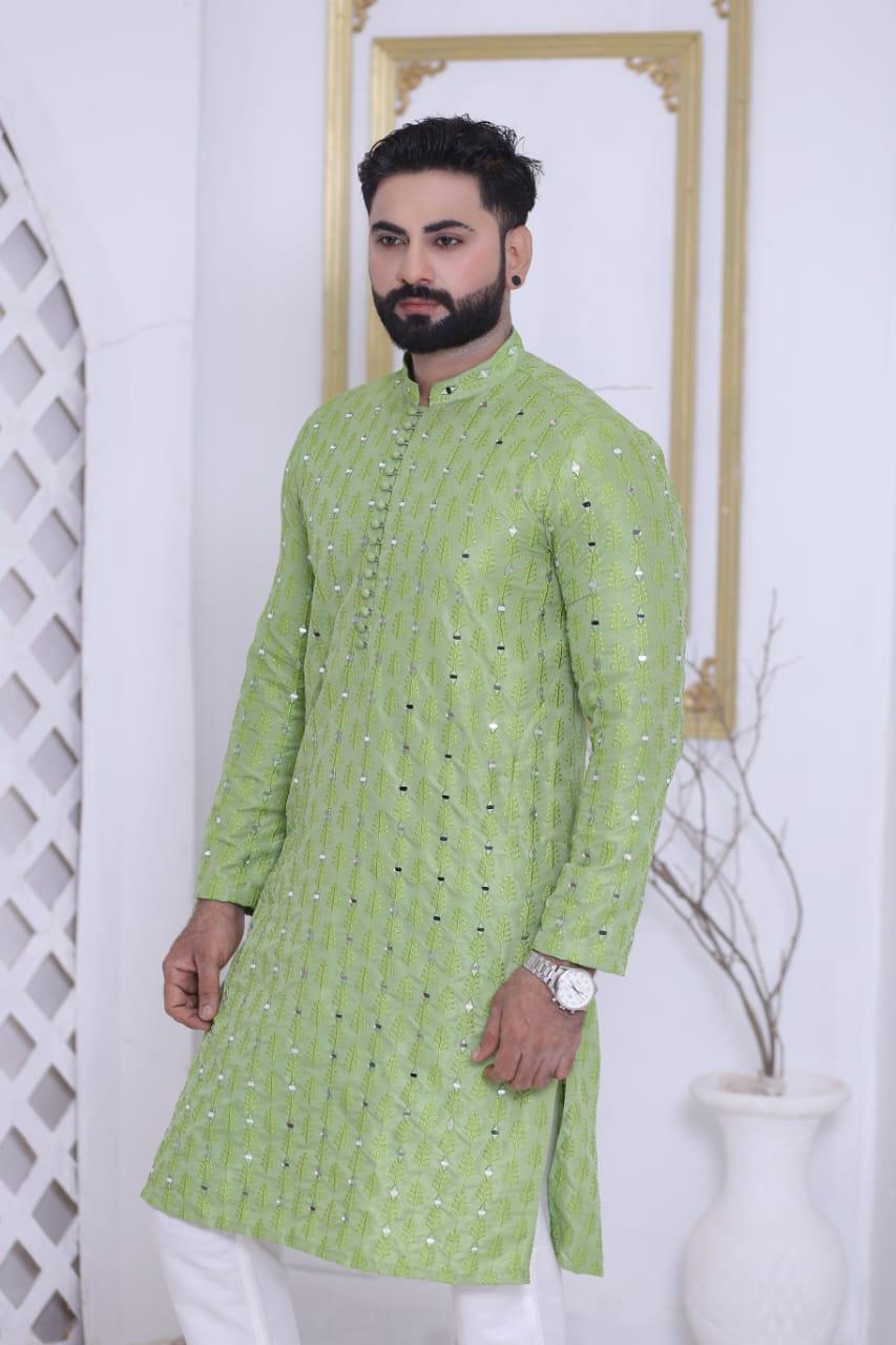 Mint Green Mirror Work Kurta