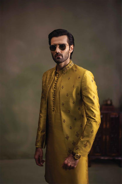 Marigold Gold Embroidered Prince Coat