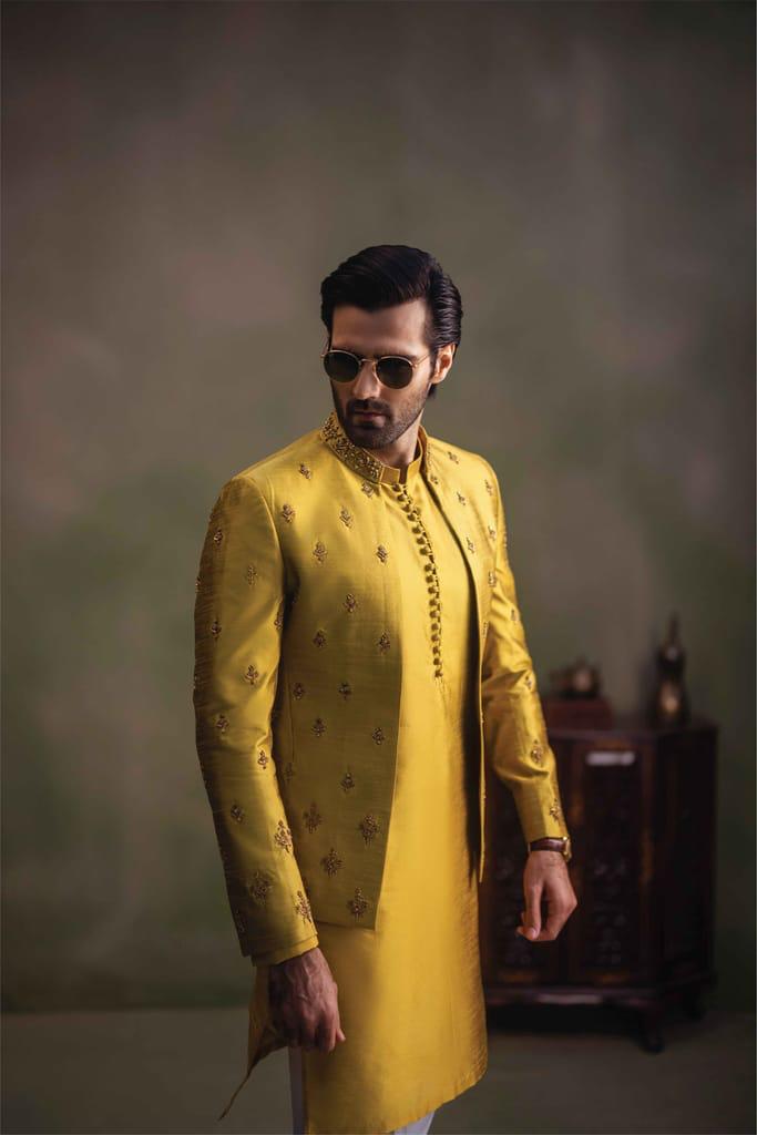 Marigold Gold Embroidered Prince Coat